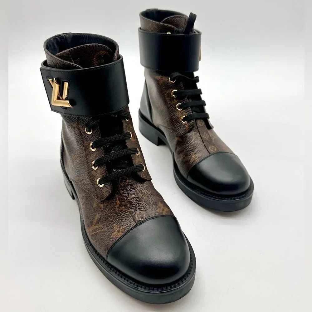 Louis Vuitton Wonderland Ranger Combat Boot Brown LV Monogram EU 37.5 US 7.5